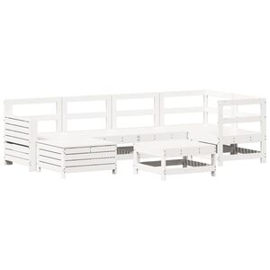 vidaXL Set Divani da Giardino 7 pz Bianco in Legno Massello di Pino