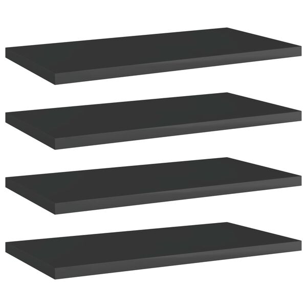 vidaXL Ripiani per Libreria 4pz Nero Lucido 40x20x1,5cm Multistrato