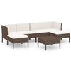 vidaXL Set Divani da Giardino 7 pz con Cuscini in Polyrattan Marrone