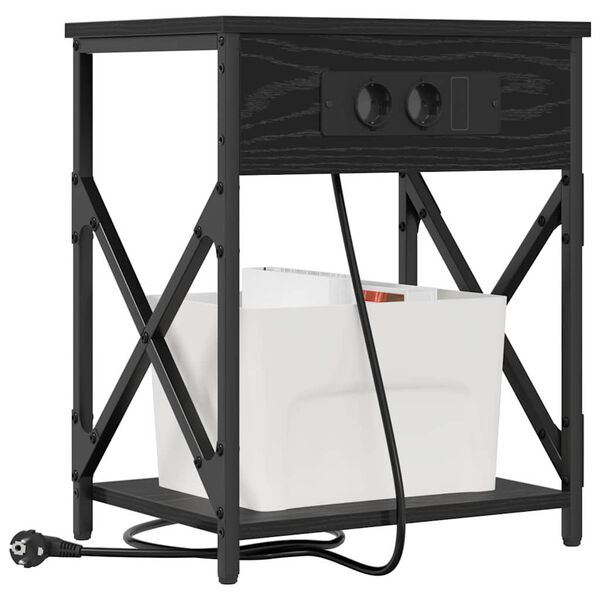 vidaXL Armadio da Notte Rovere Nero 41 x 31 x 51 cm Legno multistrato