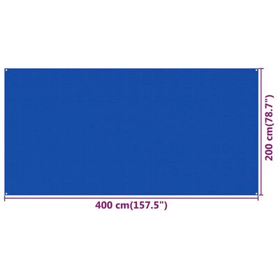 vidaXL Tappeto da Tenda 200x400 cm Blu in HDPE