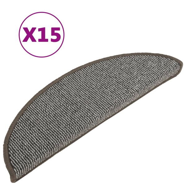 vidaXL Tappetini per scale 15 pz 56x17x3 cm Grigio Semicircolari