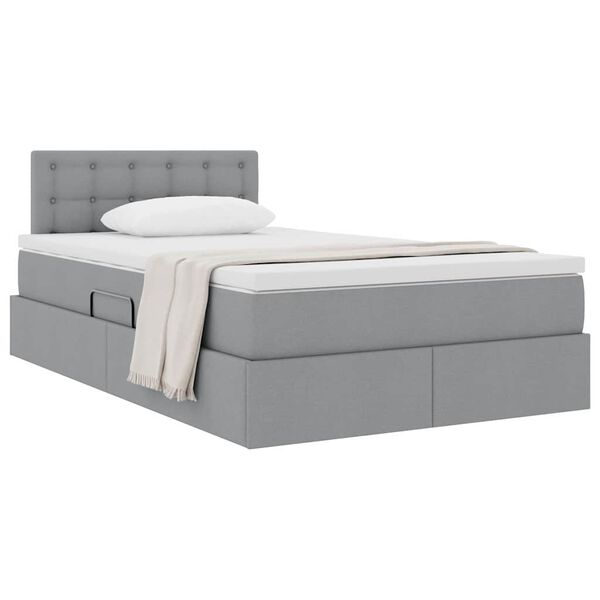 vidaXL Letto con contenitore e materasso Grigio chiaro 120 x 190 cm