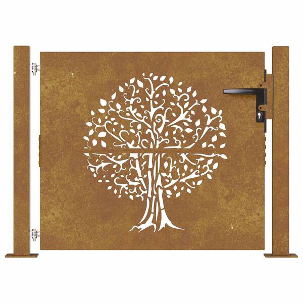 vidaXL Cancello da giardino 100x75 cm in acciaio Corten con design ad albero