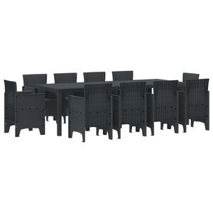 vidaXL Set da Pranzo per Giardino 11 pz Antracite Polipropilene
