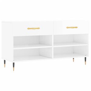 vidaXL Panca Porta Scarpe Bianco Lucido 102x35x55 cm Legno Multistrato