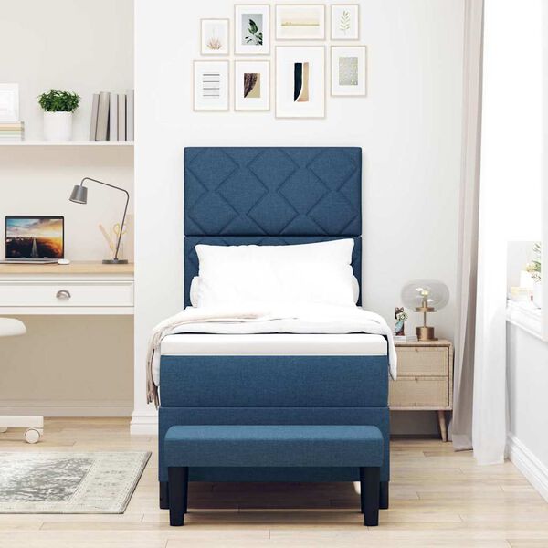 vidaXL Letto a molle con materasso Blu 80 x 200 cm Tessuto