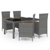 vidaXL Set da Pranzo da Esterno 5 pz con Cuscini in Polyrattan Grigio