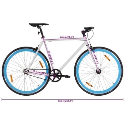 vidaXL Bicicletta a Scatto Fisso Bianca e Blu 700c 59 cm