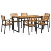 vidaXL Set Pranzo da Giardino 7 pz Legno Massello di Acacia e Metallo