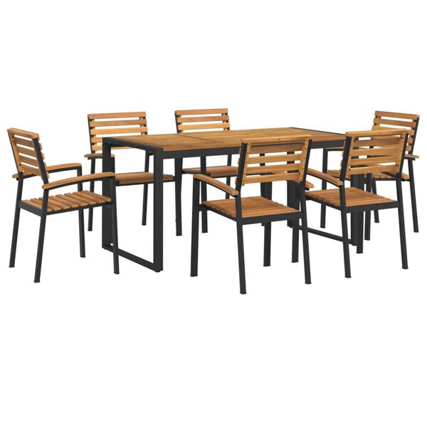 vidaXL Set Pranzo da Giardino 7 pz Legno Massello di Acacia e Metallo