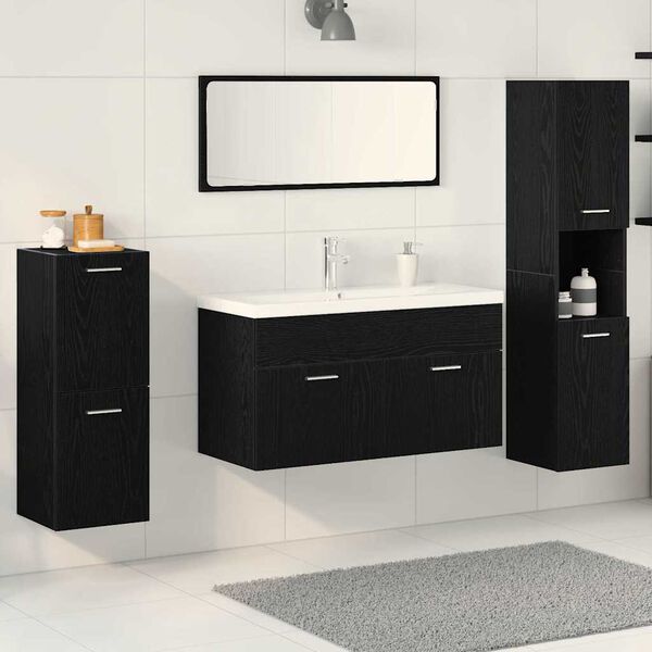 vidaXL Set di mobili per il bagno 5 pcs Rovere Nero Legno multistrato