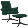 vidaXL Poltrona girevole con poggiapiedi Verde Scuro Velluto