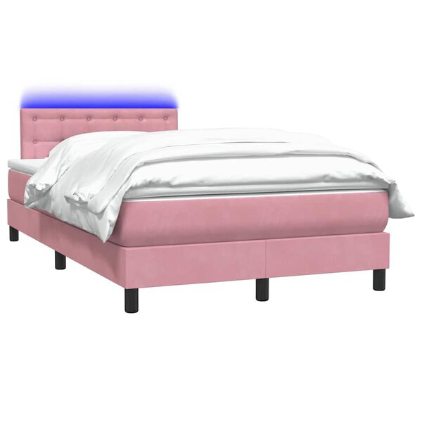 vidaXL Letto a Molle con Materasso e LED Rosa 120x220 cm in Velluto