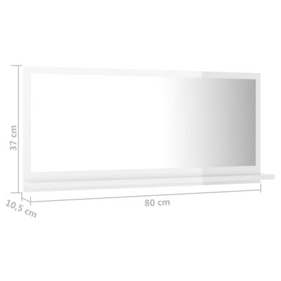 vidaXL Specchio da Bagno Bianco Lucido 80x10,5x37 cm Legno Multistrato