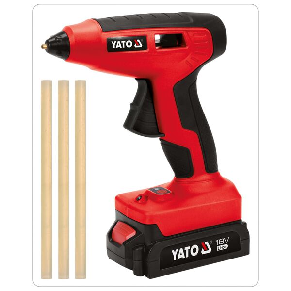 YATO Pistola per Colla ad Alto Flusso Batteria 1,5Ah Li-Ion 11mm 18V