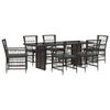 vidaXL Set da pranzo per esterni 7 pz Nero polyrattan