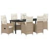 vidaXL Set da Pranzo per Giardino con cuscino 7 pcs Beige polyrattan