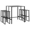 vidaXL Set Bar da Giardino 5pz Nero in Acciaio Verniciato a Polvere