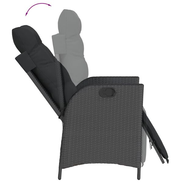 vidaXL Set da Pranzo da Giardino 3 pz con Cuscini Nero in Polyrattan