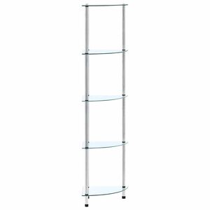vidaXL Scaffale a 5 Livelli Trasparente 30x30x130cm in Vetro Temperato