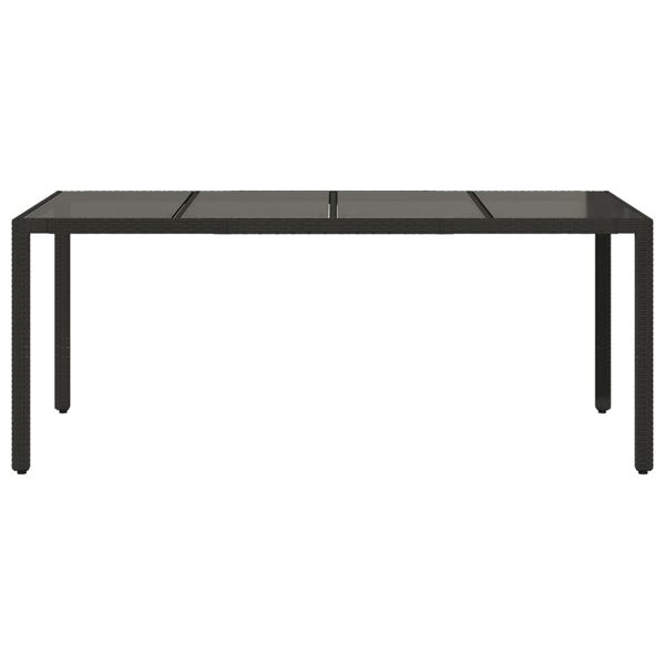 vidaXL Tavolo da Giardino Piano in Vetro Nero 190x90x75 cm Polyrattan