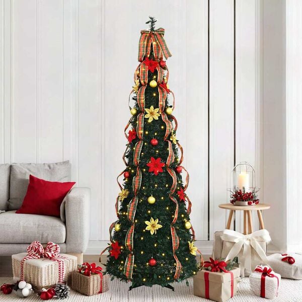 vidaXL Albero di Natale artificiale con 200 LED Verde 210 cm PVC