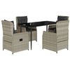 vidaXL Set Pranzo da Giardino 5pz con Cuscini Grigio Chiaro Polyrattan