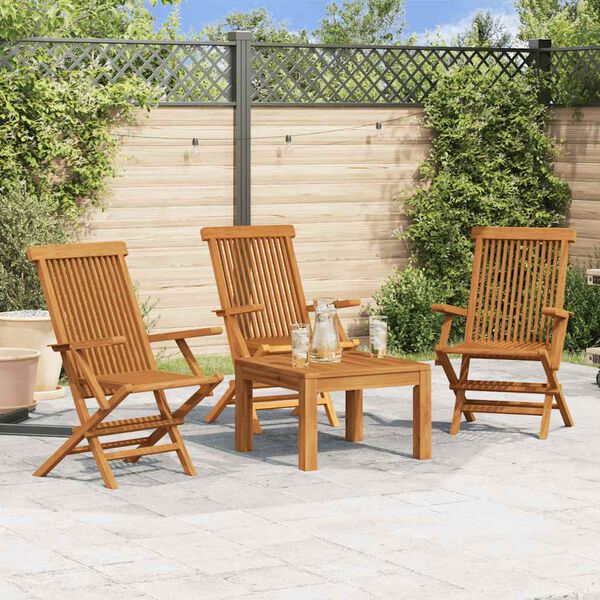 vidaXL Sedie da Giardino 3pz in Legno Massello di Teak