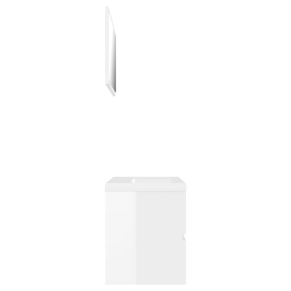 vidaXL Set Mobili da Bagno Bianco Lucido in Legno Multistrato