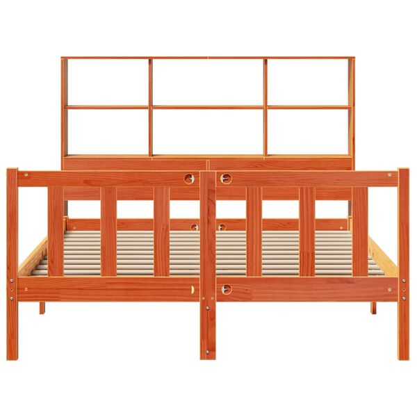 vidaXL Letto Libreria senza Materasso Marrone Cera 140x190 cm in Pino