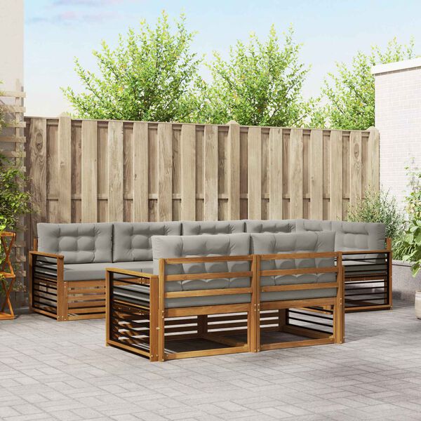 vidaXL Set di divani da esterno 7 pcs Grigio Naturale e Chiaro