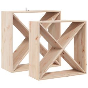 vidaXL Portabottiglie 2 pcs Naturale 62 x 25 x 62 cm Pino massello