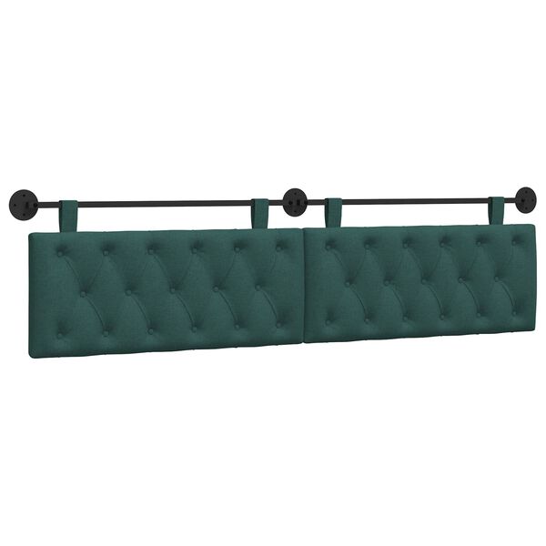 vidaXL Testata appesa Verde Scuro 210 x 55 x 7 cm Tessuto