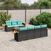 vidaXL Set Divani da Giardino 8 pz con Cuscini Nero in Polyrattan
