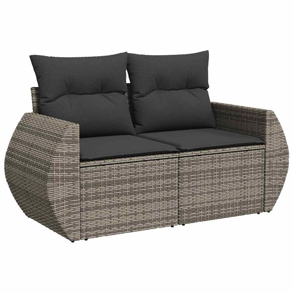 vidaXL Set Divano da Giardino 8pz con Cuscini Grigio Chiaro Polyrattan