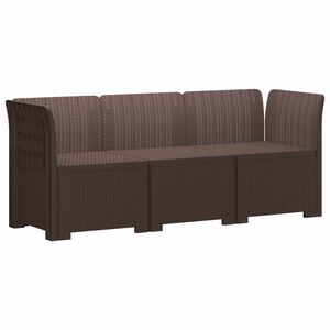 vidaXL Divano da Giardino a 3 Posti in Aspetto Rattan PP Marrone