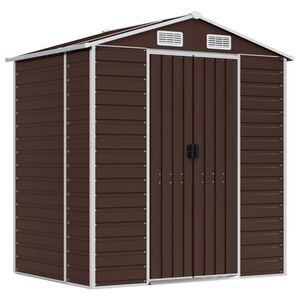 vidaXL Capanno da Giardino Marrone 191x130x198 cm in Acciaio Zincato