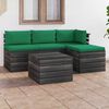 vidaXL Set Divani da Giardino su Pallet 5 pz con Cuscini Massello Pino