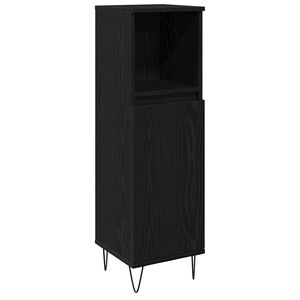 vidaXL Mobile da Bagno Rovere Nero 30 x 30 x 100 cm