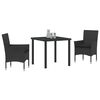 vidaXL Set da Pranzo per Giardino con cuscino 3 pcs Nero polyrattan