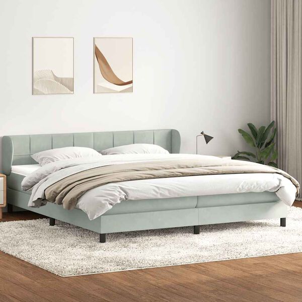 vidaXL Giroletto a Molle con Materassi Grigio Chiaro 200x220cm Velluto