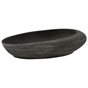 vidaXL Lavabo da Appoggio Grigio e Nero Ovale 59x40x14 cm Ceramica