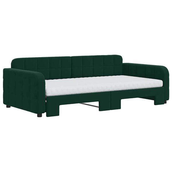vidaXL Divano Letto Estraibile Materassi Verde Scuro 100x200 Velluto