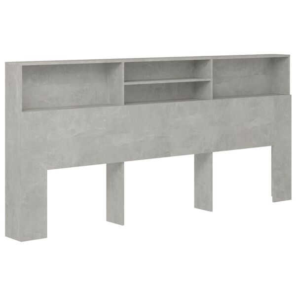vidaXL Testiera con Contenitore Grigio Cemento 220x19x103,5 cm