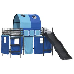 vidaXL Struttura del letto loft per bambini Nero e Blu 74,5 x 190 cm