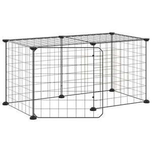 vidaXL Gabbia per Animali 8 Pannelli con Porta Nero 70x35x35 cm Acciaio