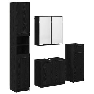 vidaXL Set di mobili per il bagno 4 pz Rovere Nero 64,5 x 33,5 x 59 cm