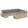 vidaXL Set Divani da Giardino 11 pz con Cuscini Beige in Polyrattan
