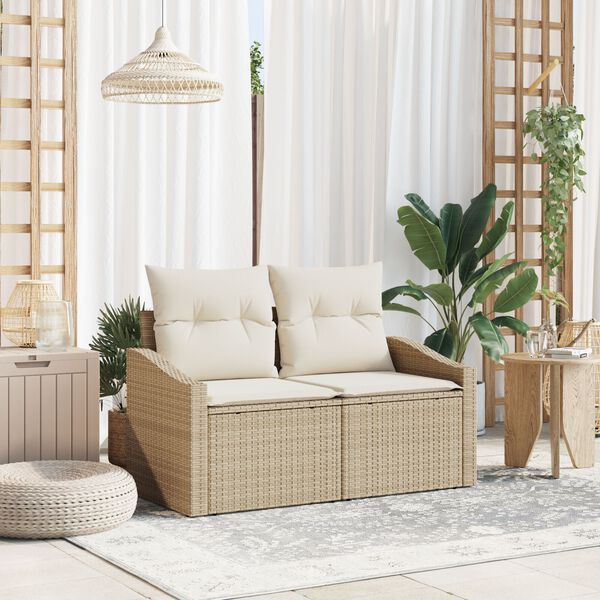 vidaXL Divano da giardino con cuscino 123 x 62 x 69 cm polyrattan